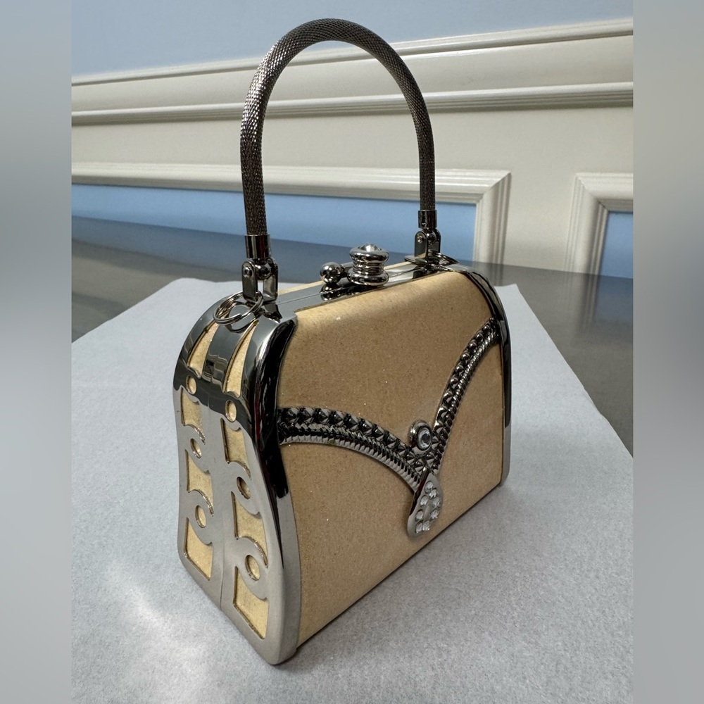 Y2K Cream and Silver glitter evening bag - Picture 6 of 13